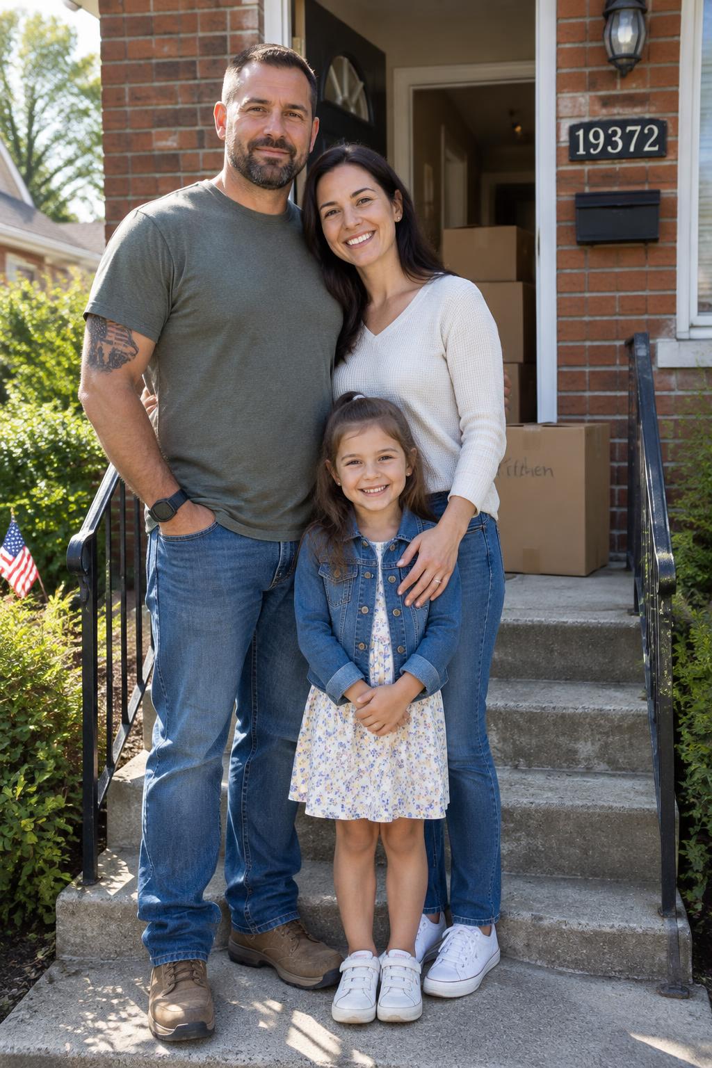 A veteran and his family outside the Metro Detroit home they bought